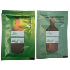 Shampoo and conditioner sachets, Hair Vitamin & Inca Inchi Oil 8ml foil packs