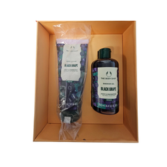Black Grape body care set: body lotion pouch and shower gel bottle in gift box