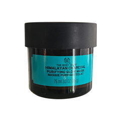 The Body Shop Himalayan Charcoal Purifying Glow Mask jar, black lid and teal label