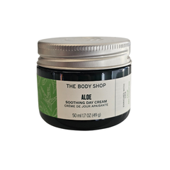 The Body Shop Aloe day cream jar, 50 ml, with flip-top lid.
