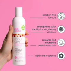 Milk Shake colour care conditioner bottle, 300 ml, white with pink label and pump cap