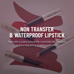 Non-transfer waterproof matte lipstick set with nude pink lipstick tubes and swatches