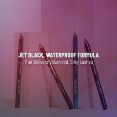 Swiss Beauty intense gel kajal pencils in dark shades, angled display with caps on.
