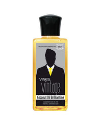 Amber coconut oil hair brilliantine bottle with black cap, 200 ml