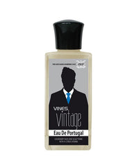 Vines Vintage Eau de Portugal hair tonic bottle with black cap and portrait label