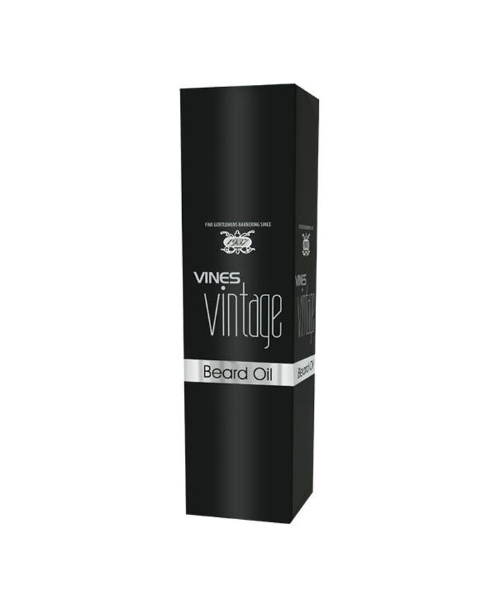 Vines Vintage beard oil, 100 ml bottle with black label and cap