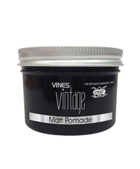 Vines Vintage Matt pomade jar with screw-top lid and black label