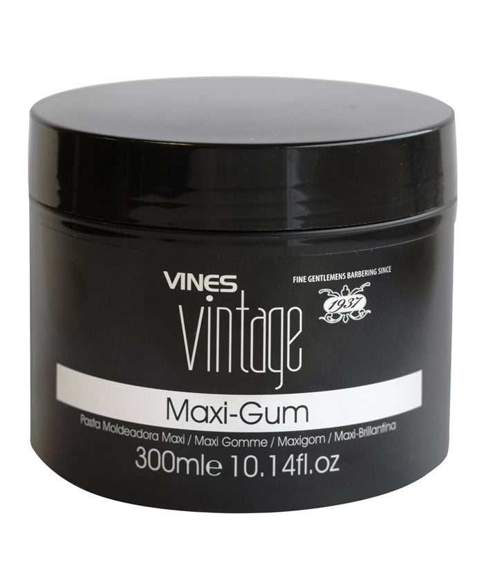 Vines Vintage Maxi-Gum jar with black lid and label, 300 ml.