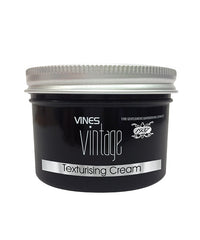 Vines Vintage texturising cream jar with white lid, black label, 125 ml