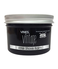 Vines Vintage after shave balm jar with silver lid, black label