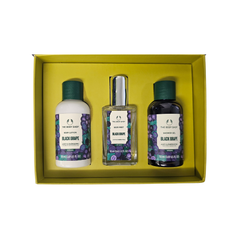 The Body Shop Black Grape body care set with three bottles in gift box