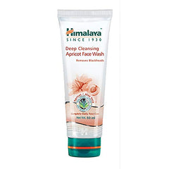 Himalaya deep cleansing apricot face wash tube, white with green cap and orange band