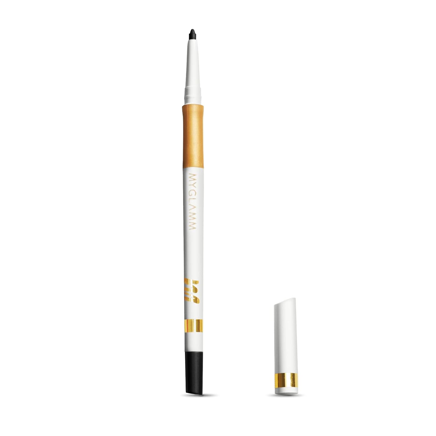 Kohl eyeliner stick with black tip and white-and-gold barrel casing