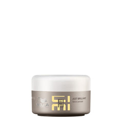 Hair styling shine pomade jar, Wella EIMI Just Brilliant, white and gold label, 75 ml.