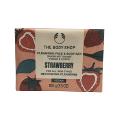 The Body Shop strawberry cleansing face and body bar, 100 g package