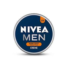 Nivea Men dark spot reduction cream jar lid, blue label with UV badge