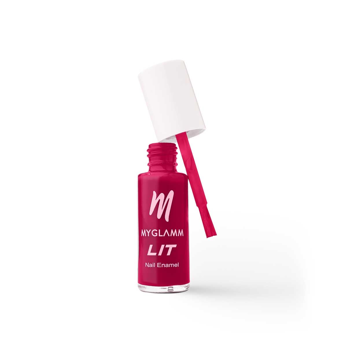 Fuchsia nail enamel bottle with brush, MyGlamm LIT