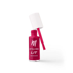 Fuchsia nail enamel bottle with brush, MyGlamm LIT