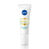 NIVEA Luminous Even Glow oil control serum in a white squeeze tube with blue label