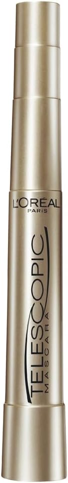 Gold mascara tube with black bristles, lengthening and separating formula