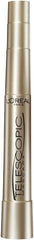 Gold mascara tube with black bristles, lengthening and separating formula