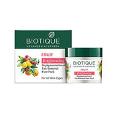 Biotique fruit face pack set: green box and jar for brightening and tan removal