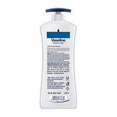 Vaseline Derma Care Advanced Repair body lotion bottle back label, 400 ml