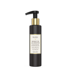 Kokum Almond Cleansing Shower Oil pump bottle, matte black with gold label