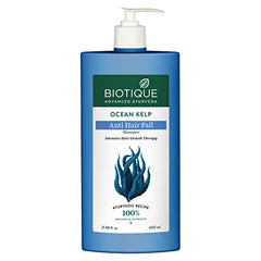 Shampoo bottle with pump, Ocean Kelp Anti Hair Fall label, 650 ml