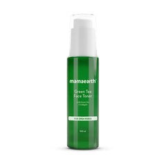 Green Tea face toner bottle, 100 ml, green liquid with white pump cap