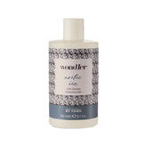 Violet shampoo bottle with geometric pattern and white cap, 300 ml
