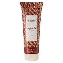 Hair conditioner bottle with white wondher label, authentic brown, geometric pattern, 250 ml