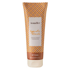 Wondher Hypnotic Blonde brightening conditioner tube, orange patterned label