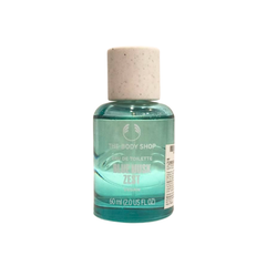 The Body Shop Blue Musk Zest EDT 60 ml bottle with teal liquid and beige cap
