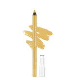Golden gel kajal eyeliner pencil with pointed tip and clear cap