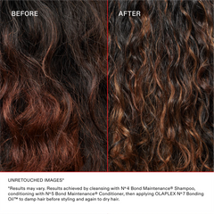 Hair strands before/after comparison showing oil-finished texture