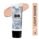 TNW BB cream tube, light shade 01, SPF 30, white cap and blue label