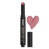Black lip lipstick with heart cap and nude pink bullet with swatch
