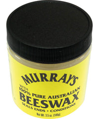 Beeswax tin with black ribbed lid and yellow Murrays label, 3.5 oz