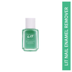 MyGlamm LIT nail enamel remover bottle, green glass with white cap