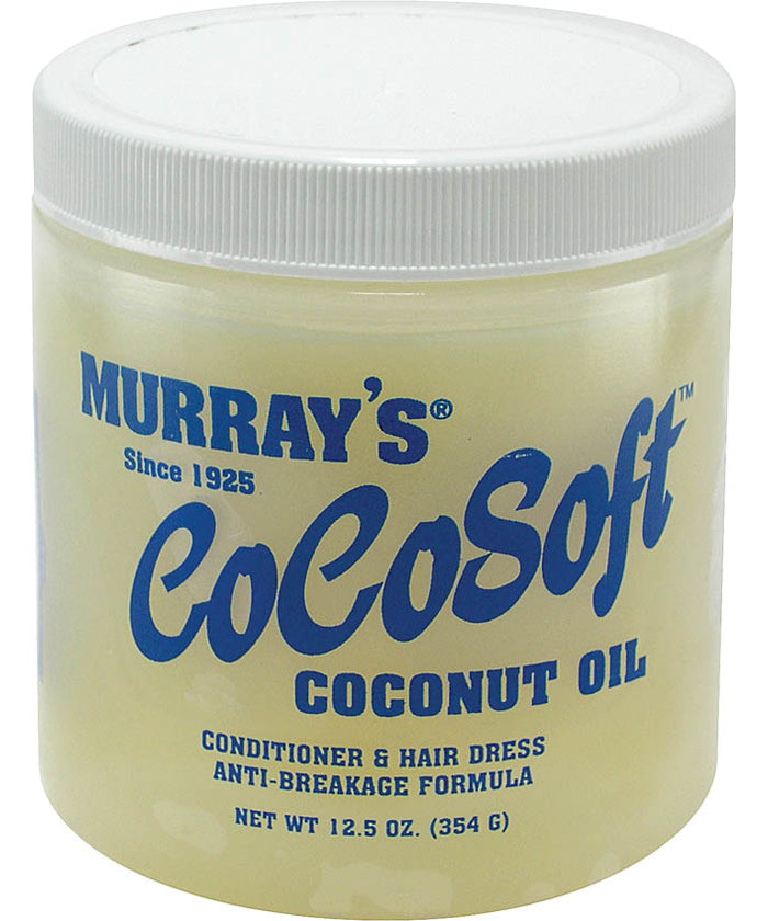 Murray's Cocosoft coconut oil jar with white ribbed lid, 12.5 oz.