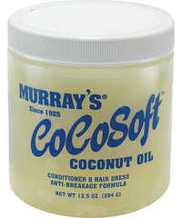 Murray's Cocosoft coconut oil jar with white ribbed lid, 12.5 oz.