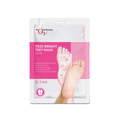 O3+ D-Tan foot mask socks pouch, white and pink with foot-print graphic