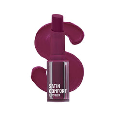 Satin Comfort lipstick in old cherry shade, with satin lip swatch