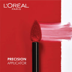 Precision applicator tip with maroon liquid lipstick