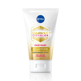 NIVEA Luminous Even Glow face wash tube with gold-and-yellow label, white cap