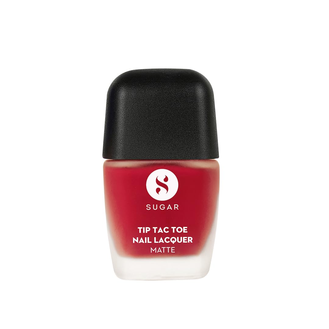 SUGAR matte nail lacquer bottle, red polish, black cap