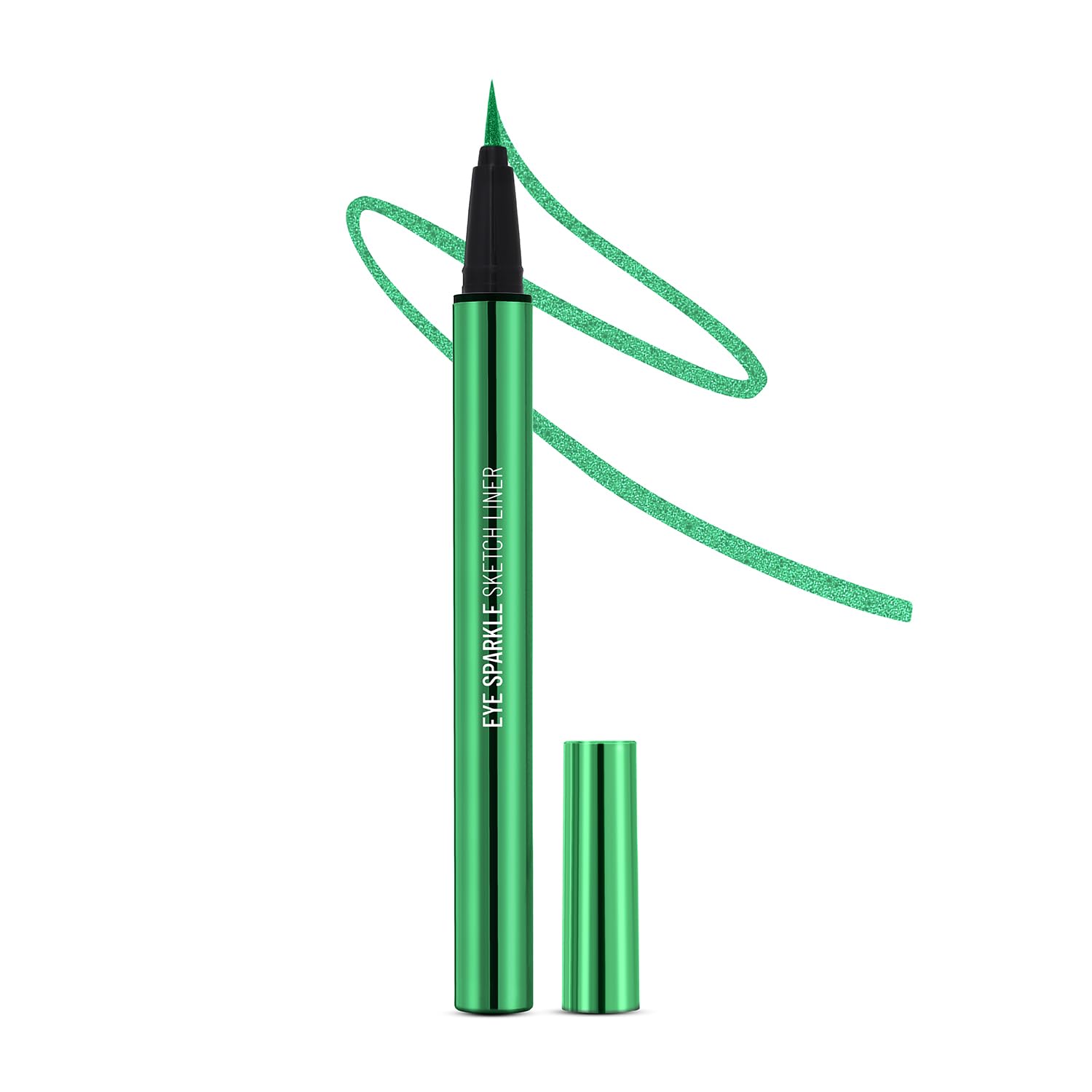 Glitz green waterproof sketch eyeliner with glitter swatch and black tip