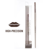 Lip brush with slim handle and angled head, shown in clear sleeve