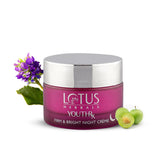 Lotus Herbals YouthRx firm & bright night cream jar with silver lid, magenta label